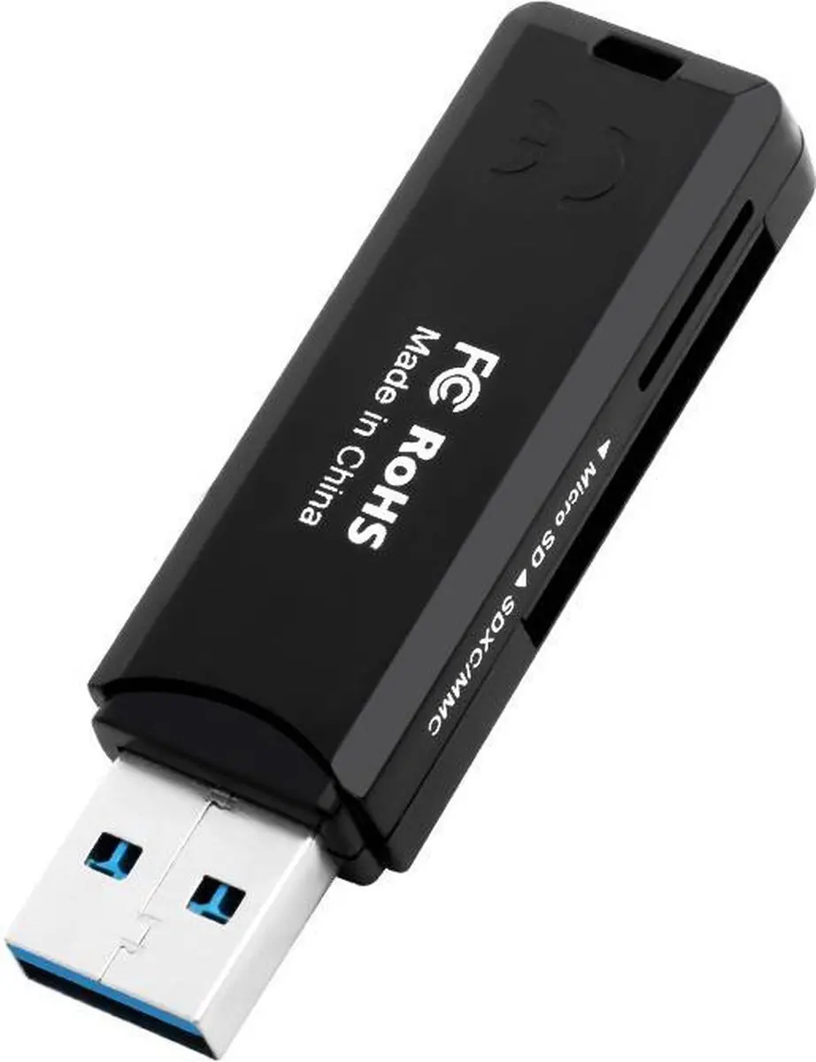 NÖRDIC CRD-011 Kaartlezer 2in1 USB 3.0 - SD/MMC/MicroSD - 5Gbps - Zwart