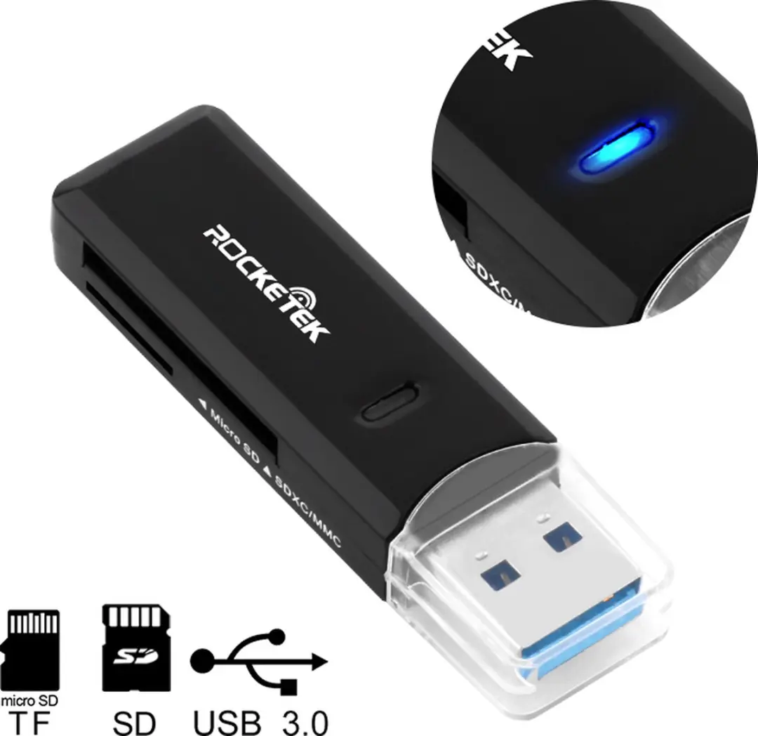 NÖRDIC CRD-011 Kaartlezer 2in1 USB 3.0 - SD/MMC/MicroSD - 5Gbps - Zwart