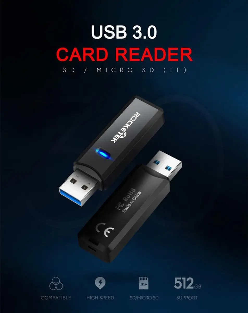 NÖRDIC CRD-011 Kaartlezer 2in1 USB 3.0 - SD/MMC/MicroSD - 5Gbps - Zwart - afbeelding 6 van 6