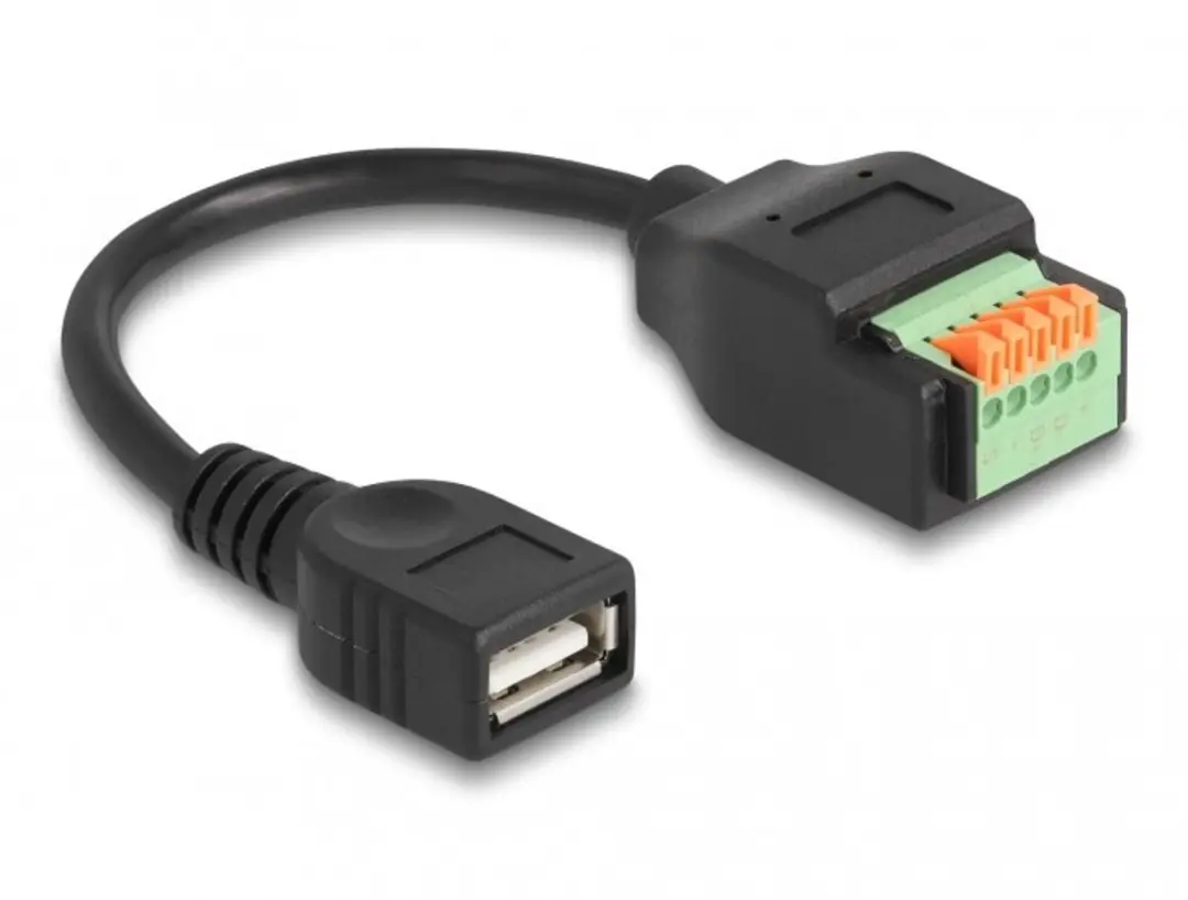 Delock USB 2.0 Type-A naar Terminal Block Adapter - 15cm - Zwart