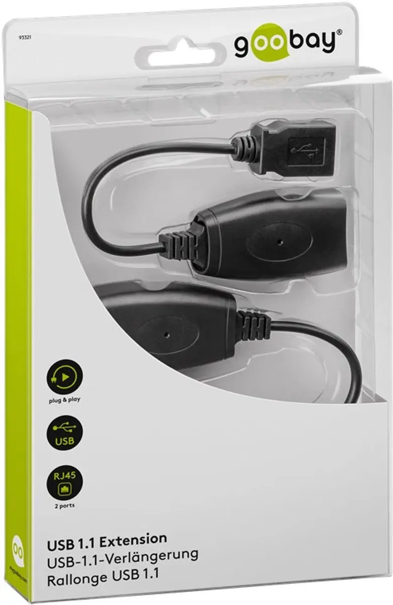 Goobay USB Extensiekabel CAT 40m - 10 Stuks - Zwart
