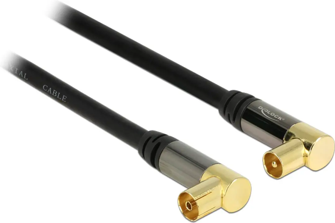 Delock Antennekabel IEC Hoek - IEC Jack Hoek RG-6/U 2m - Zwart
