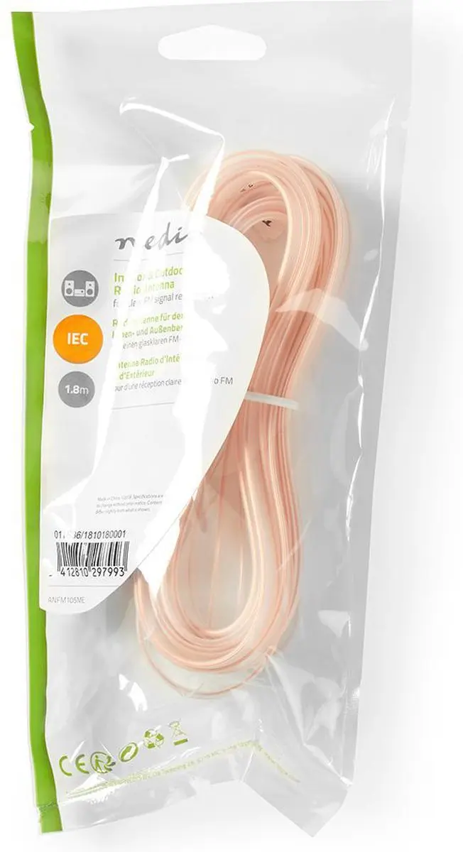 Nedis Coaxkabel IEC Male Open 1.90m - 50 Ohm - Wit