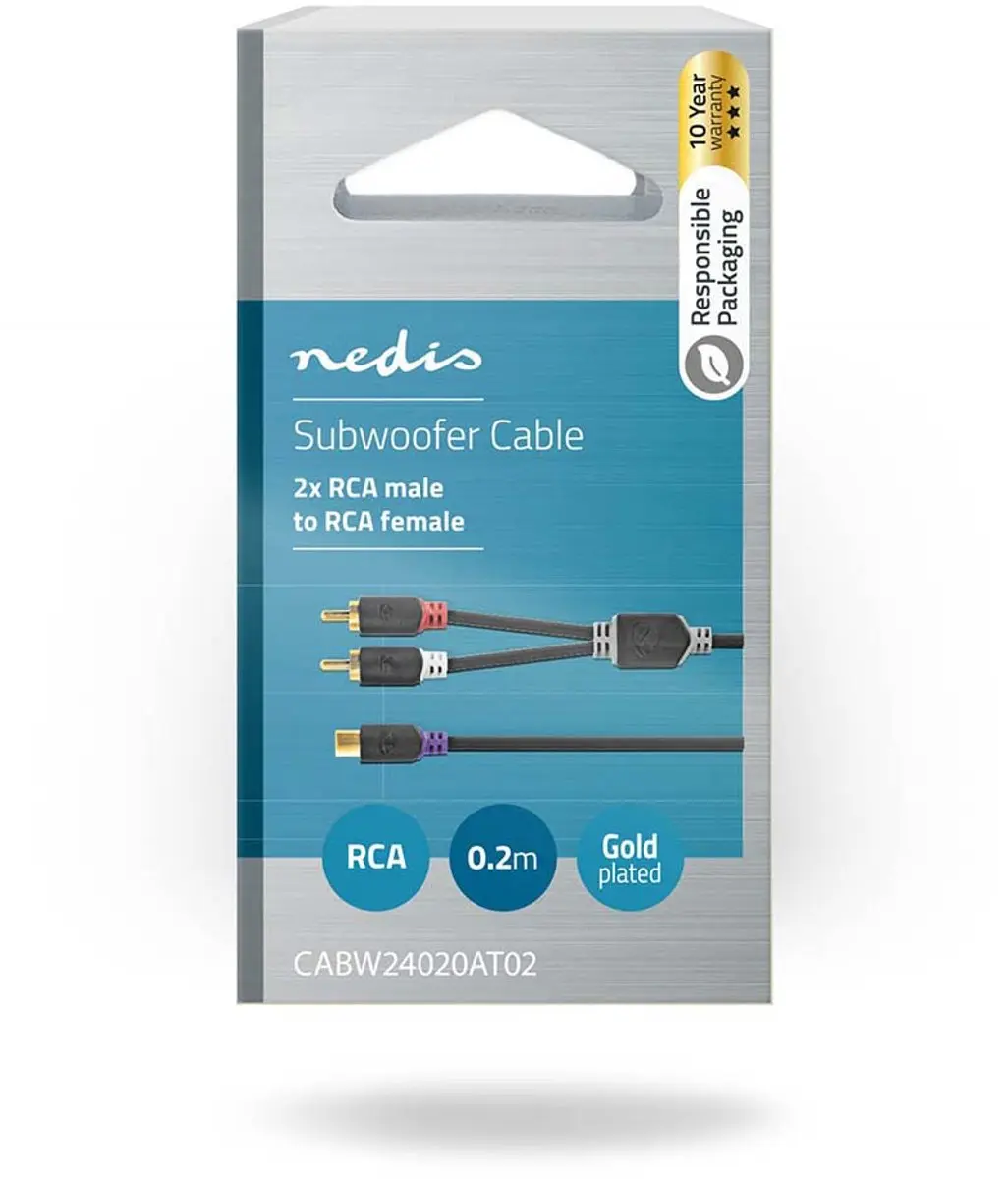 Nedis Stereo-Audiokabel RCA 0.20m - Verguld - Antraciet