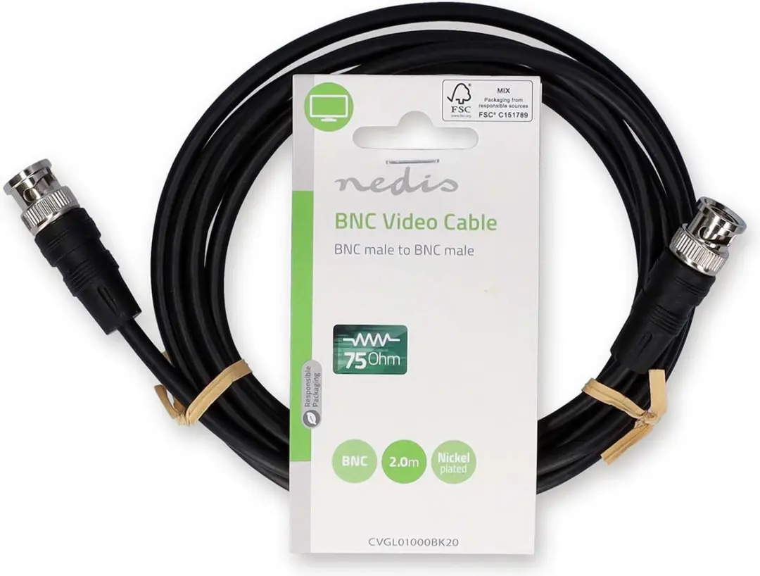 Nedis BNC-Videokabel CVGL01000BK20 - 2m - Zwart