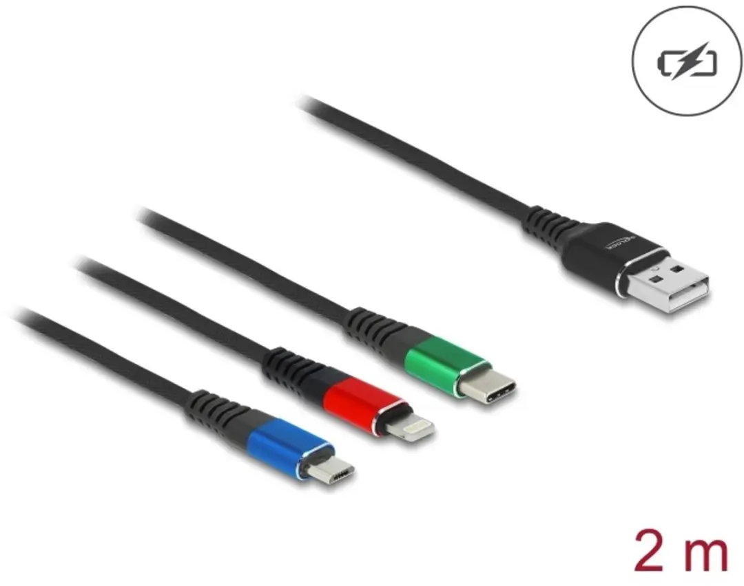Delock USB 3-in-1 Opladerkabel 2m