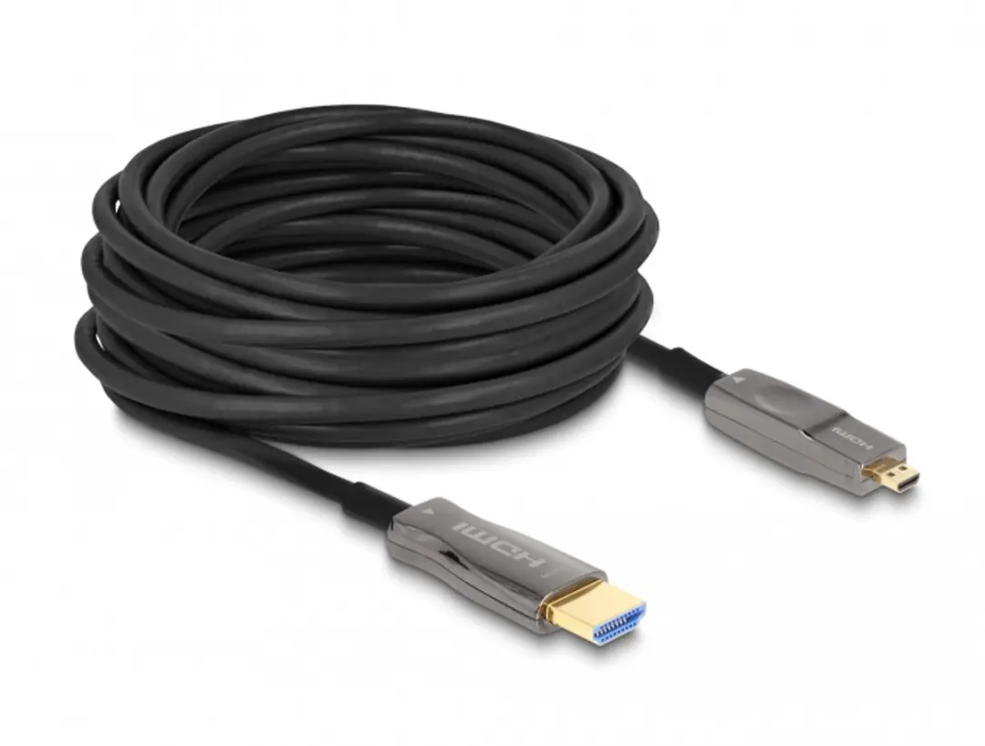 Delock Active Optical 5-in-1 HDMI Kabel 8K 60Hz 10m - Zwart/Grijs