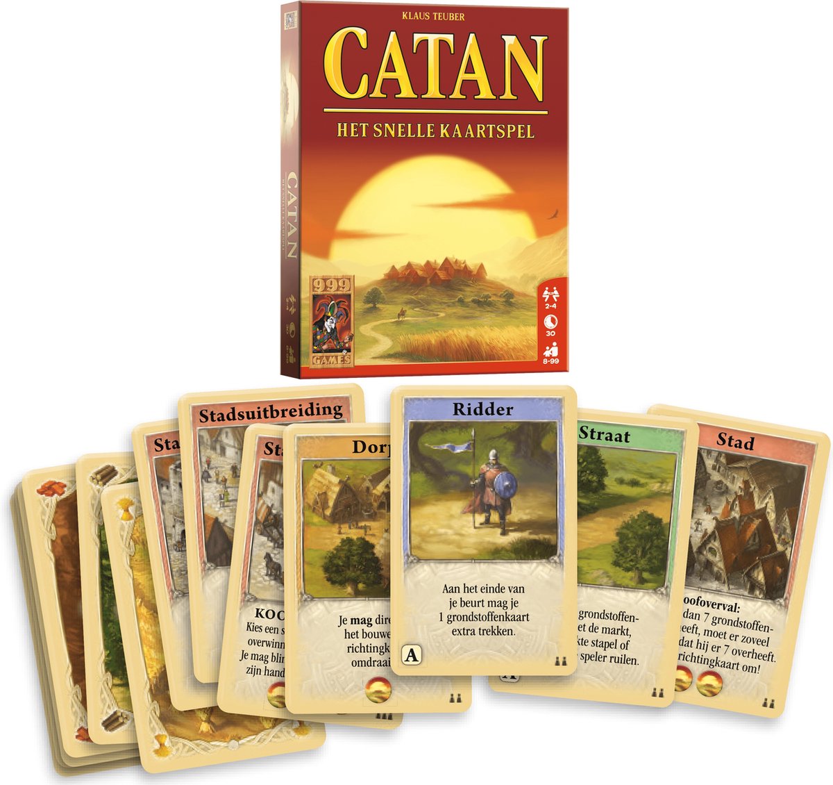 999 Games - Catan: Het Snelle Kaartspel - Vlot kaartspel voor 2-4 spelers, gebaseerd op Catan - Gezelschapsspel - Familiespel - Klein cadeautje