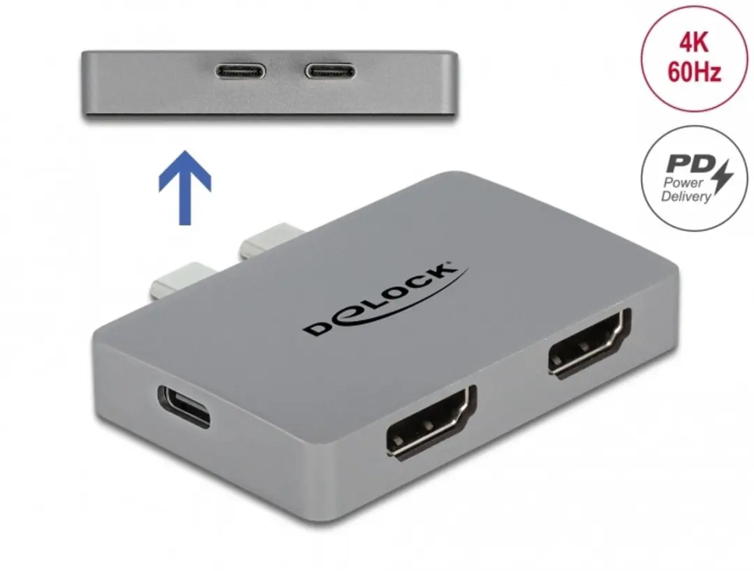 Delock Dual HDMI Adapter 4K 60Hz PD 3.0