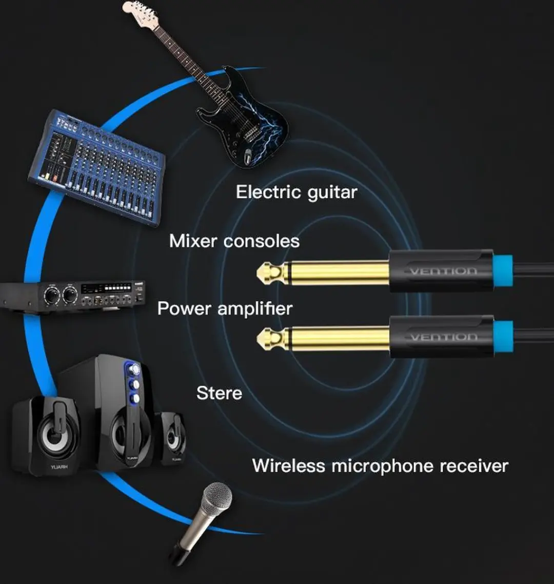 Vention Audiokabel 6.35mm TS 5m - Transparant