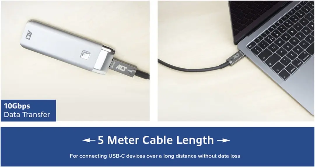 ACT AK4310 USB-C 3.2 Gen2 Kabel 10m - Zwart