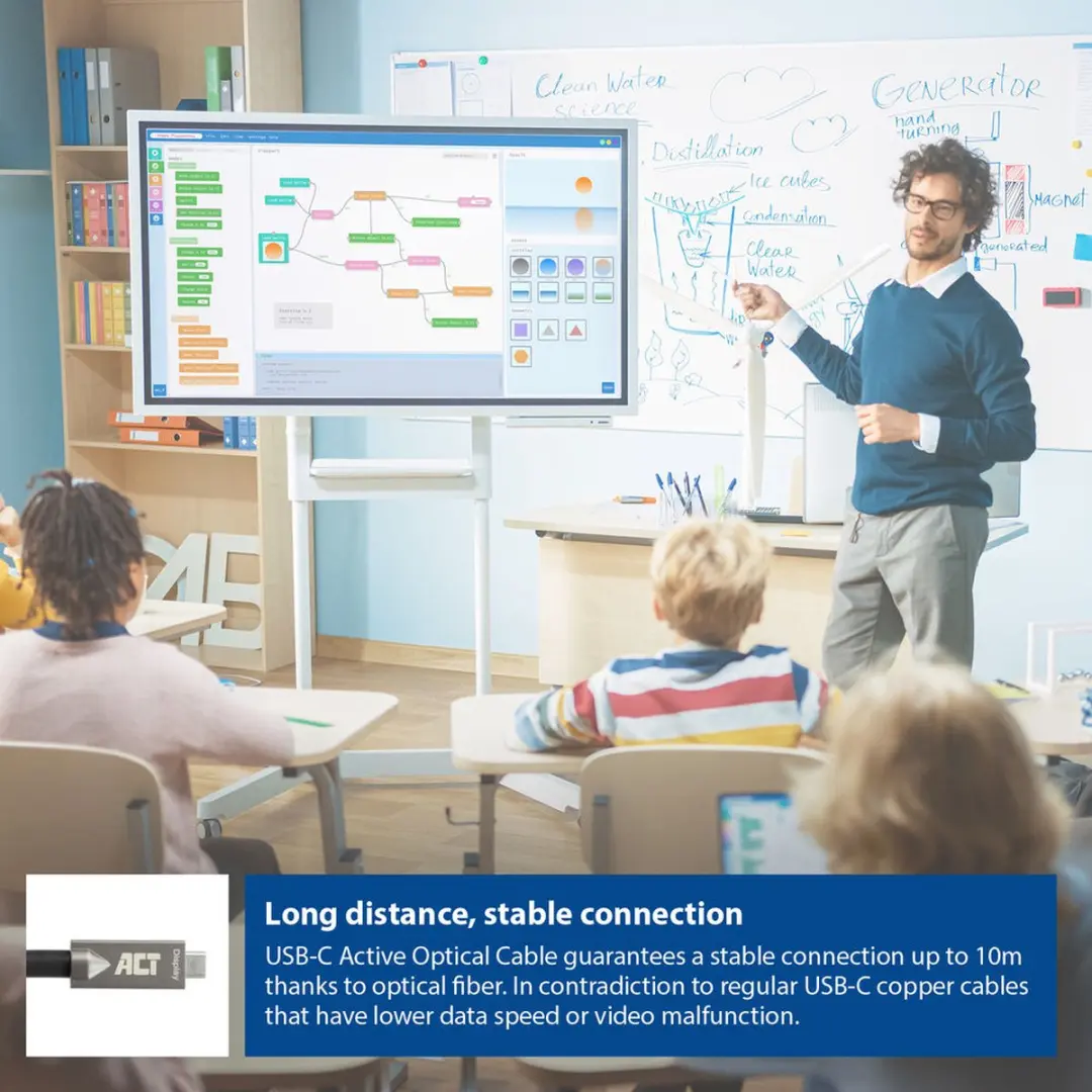 ACT AK4310 USB-C 3.2 Gen2 Kabel 10m - Zwart - afbeelding 6 van 6