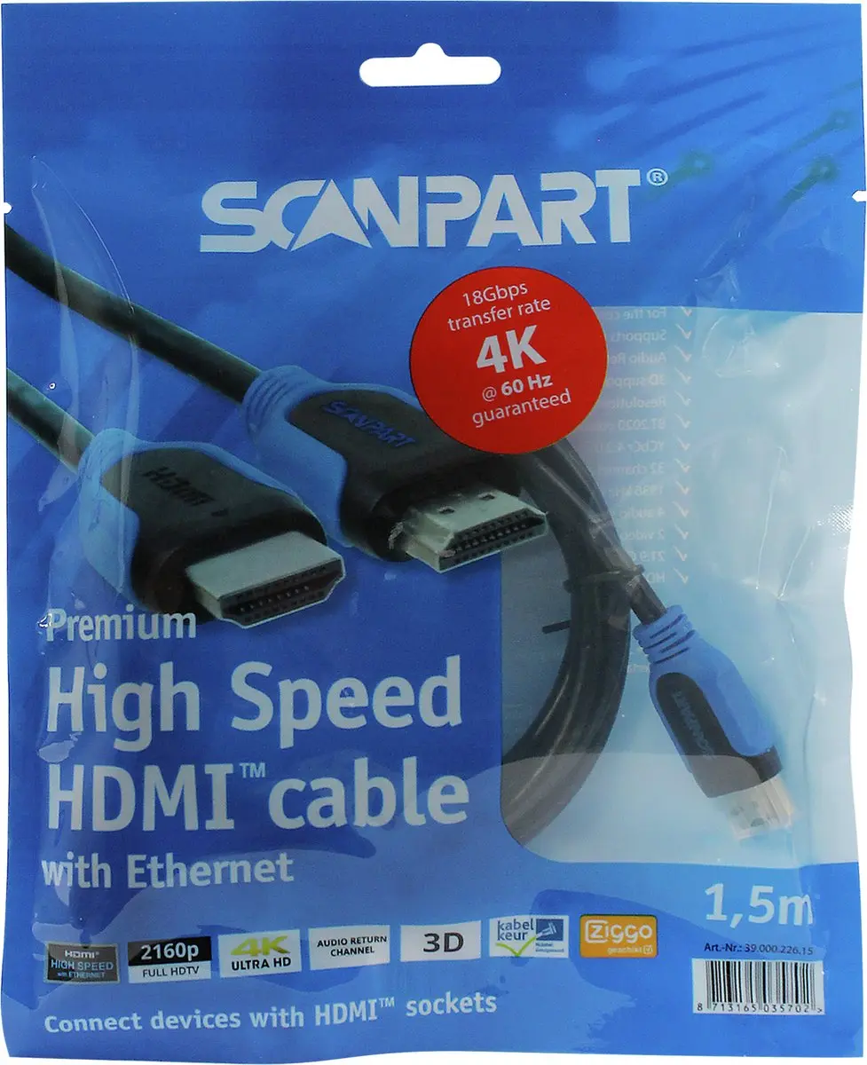 Scanpart HDMI Kabel 1.5m 4K@60Hz