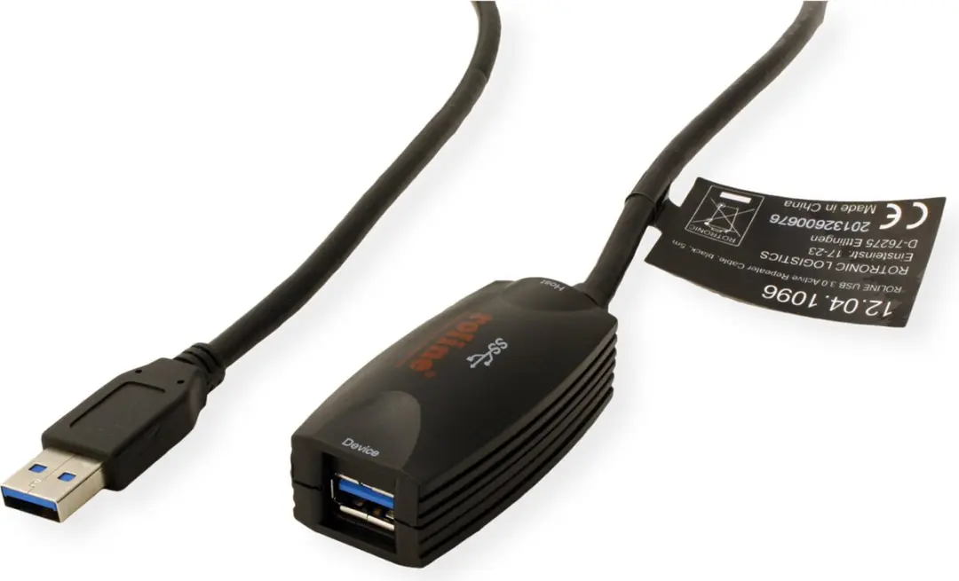 Roline USB 3.2 Gen 1 Actieve Repeater Kabel 5m - Zwart