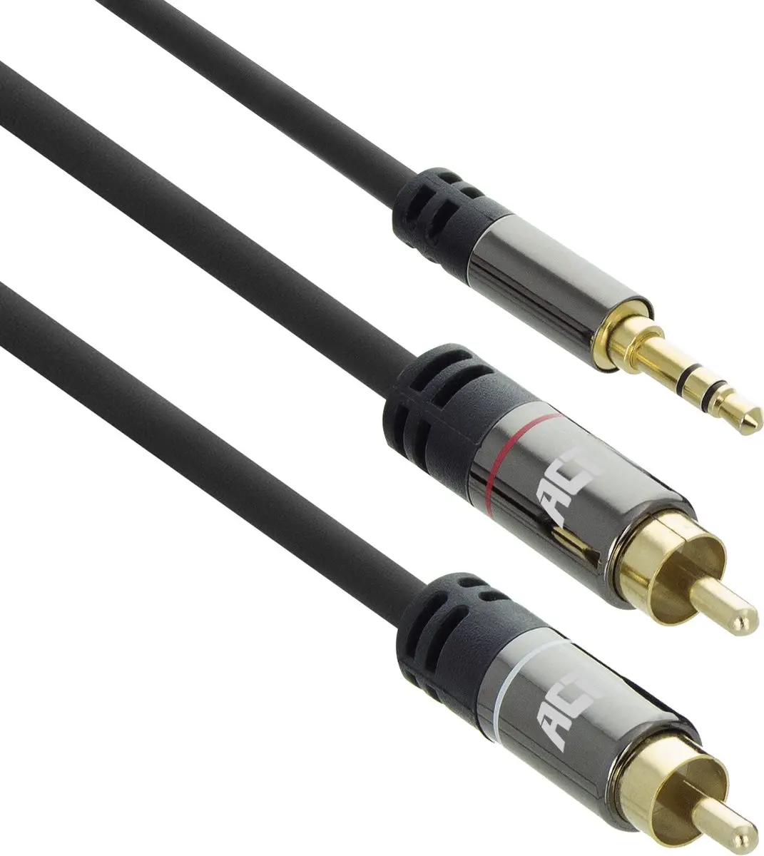 ACT AC3605 Audiokabel 1.5m - 3.5mm Jack naar 2x Tulp - Zwart