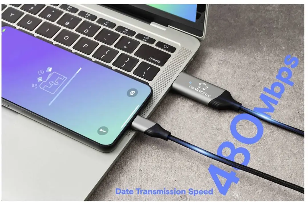 Renkforce RF-7116126 USB 2.0 Data Link-kabel 2m - USB-C naar USB-A - Zwart