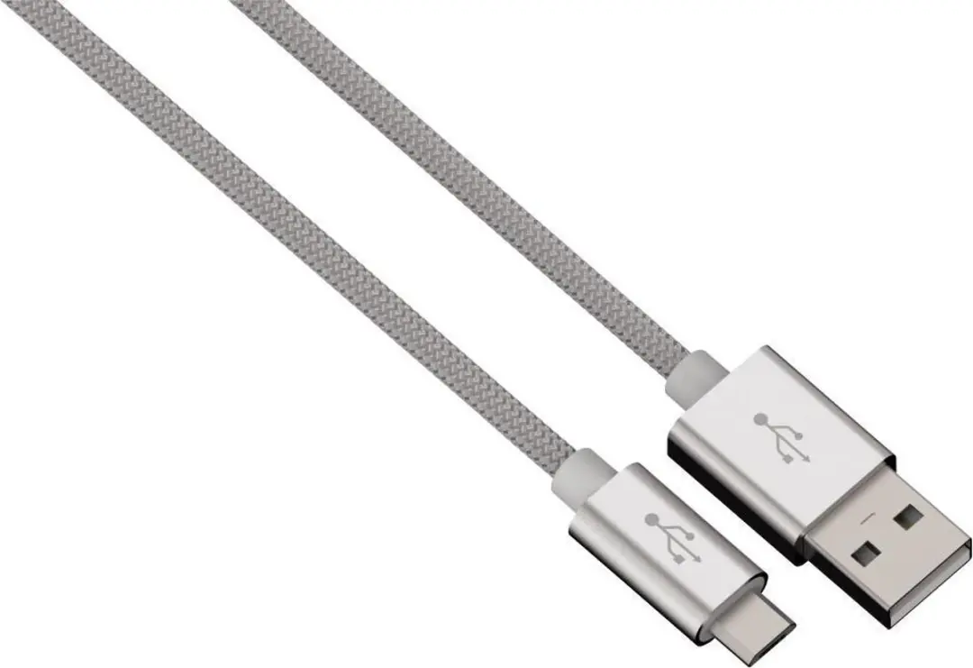 Hama Alunylon synchrokabel micro-USB-USB 1m zilver