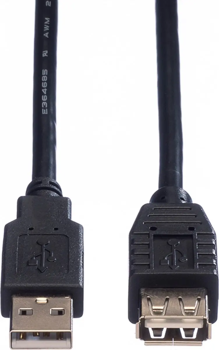 Roline USB 2.0 Kabel A-A M/F 0,8m - Zwart - afbeelding 6 van 6