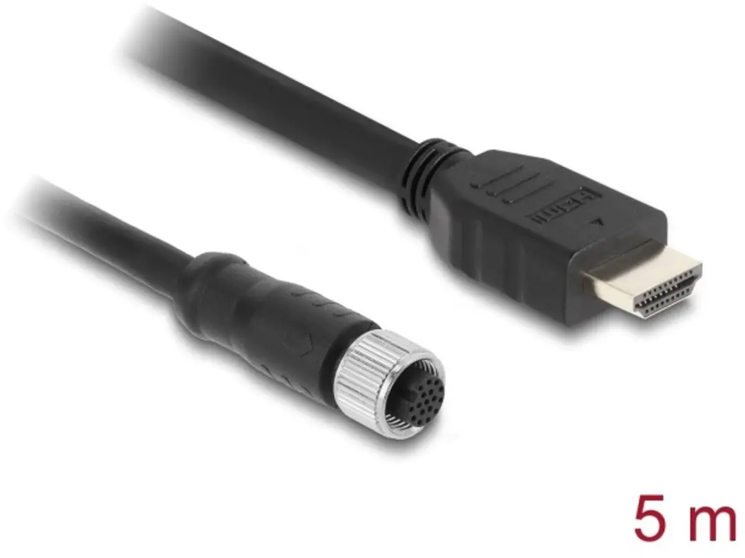 Delock M12 A-coded 17-pin Female naar HDMI Male Kabel 5m