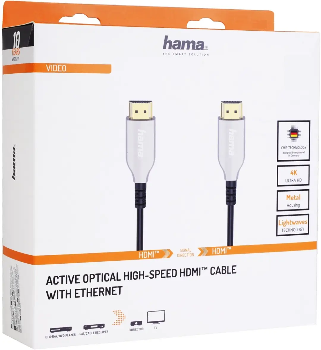 Hama Optische Actieve HDMI-kabel Stekker-Stekker 4K 15m - Verguld - Zwart