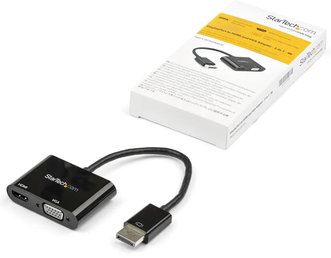 Startech DP2VGAHD20 DisplayPort naar HDMI/VGA Adapter - 4K Ultra HD - Zwart