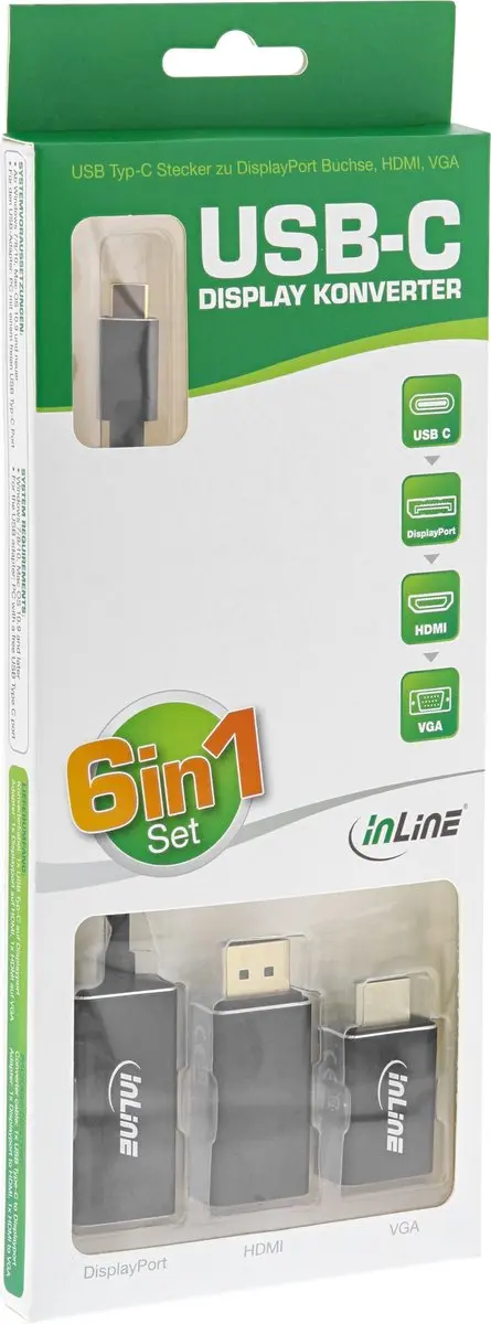 InLine USB Display Converter Set 6-in-1 64109B - 4K/60Hz Zwart