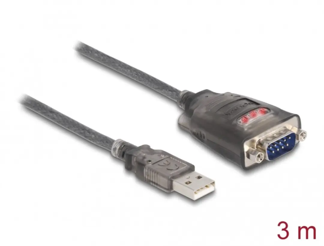 Delock USB 2.0 naar RS-232 Adapter 3m - 1x D-Sub 9 Male - Zwart