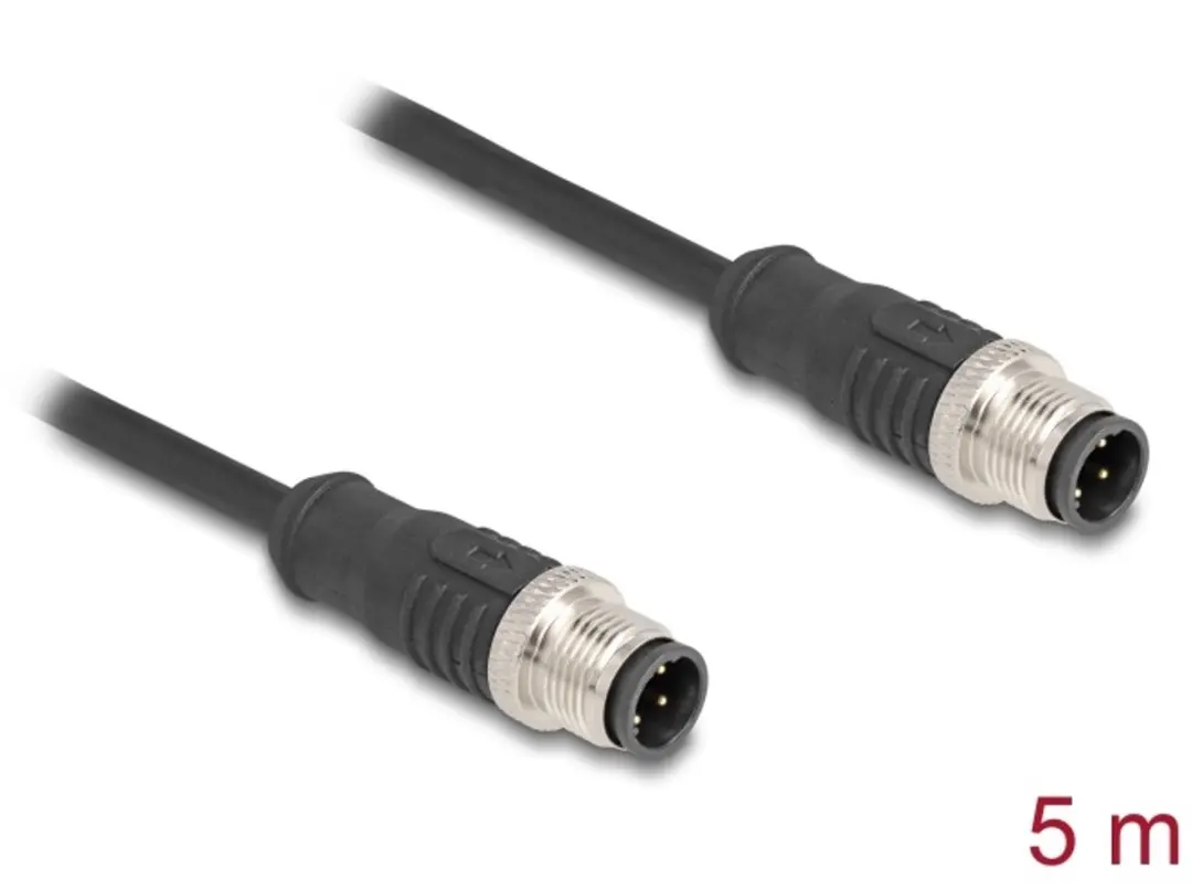 Delock M12 4-pins CAT5e Netwerkkabel 5m - Zwart