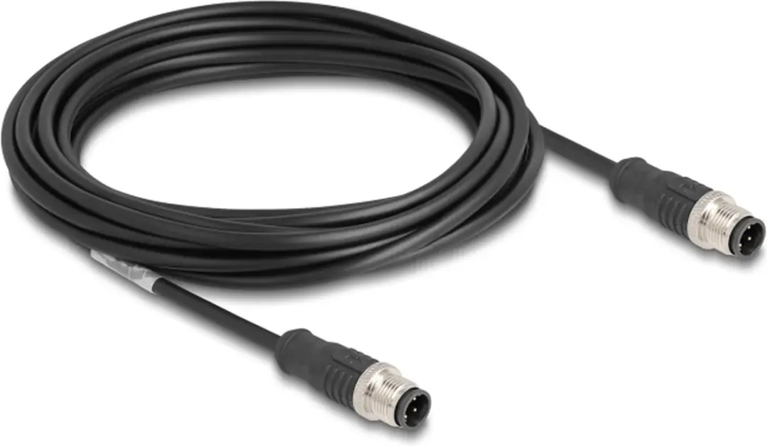 Delock M12 4-pins CAT5e Netwerkkabel 5m - Zwart