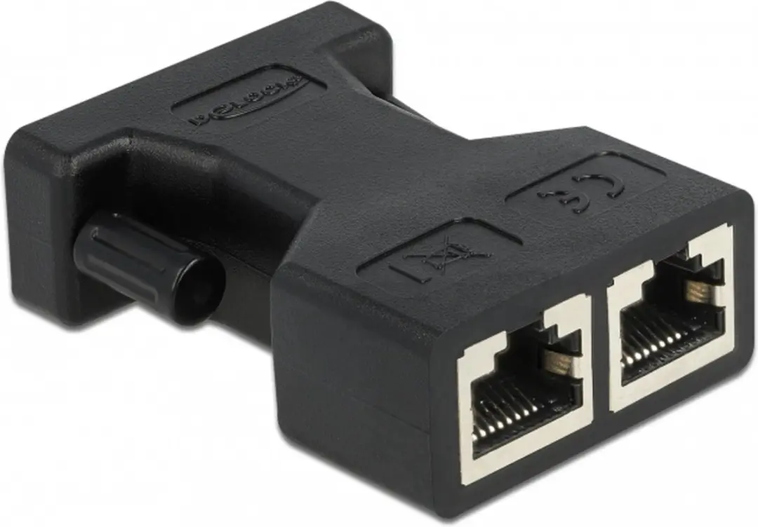 Delock D-Sub 15 naar 2x RJ45 AUI Adapter - Zwart