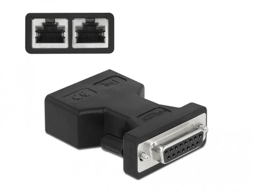 Delock D-Sub 15 naar 2x RJ45 AUI Adapter