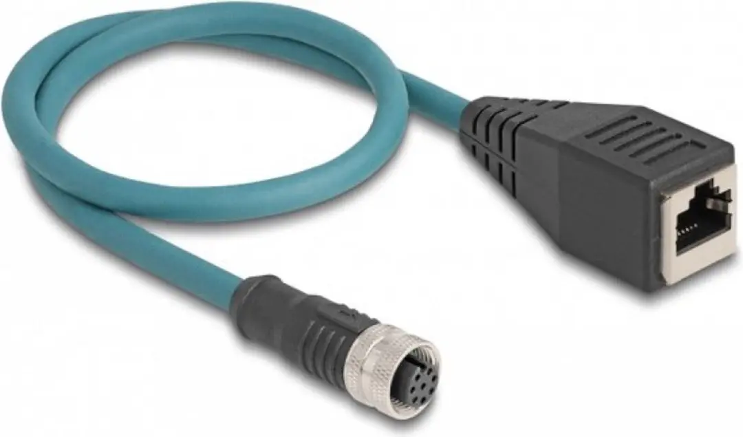 Delock M12 8-pins A-gecodeerd Industriële Netwerkkabel CAT5e 0,5m - Blauw