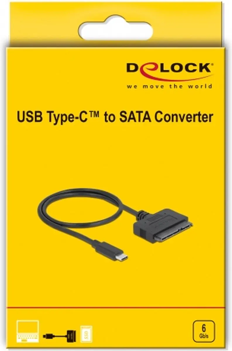 Delock USB Type-C naar 22-pins SATA 6Gb/s Converter - Zwart