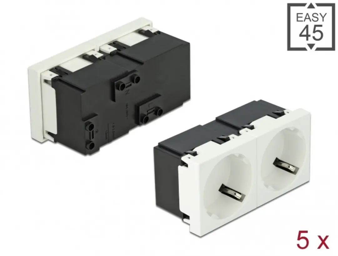 Delock Easy 45° Voedingsstopcontact 2-voudig