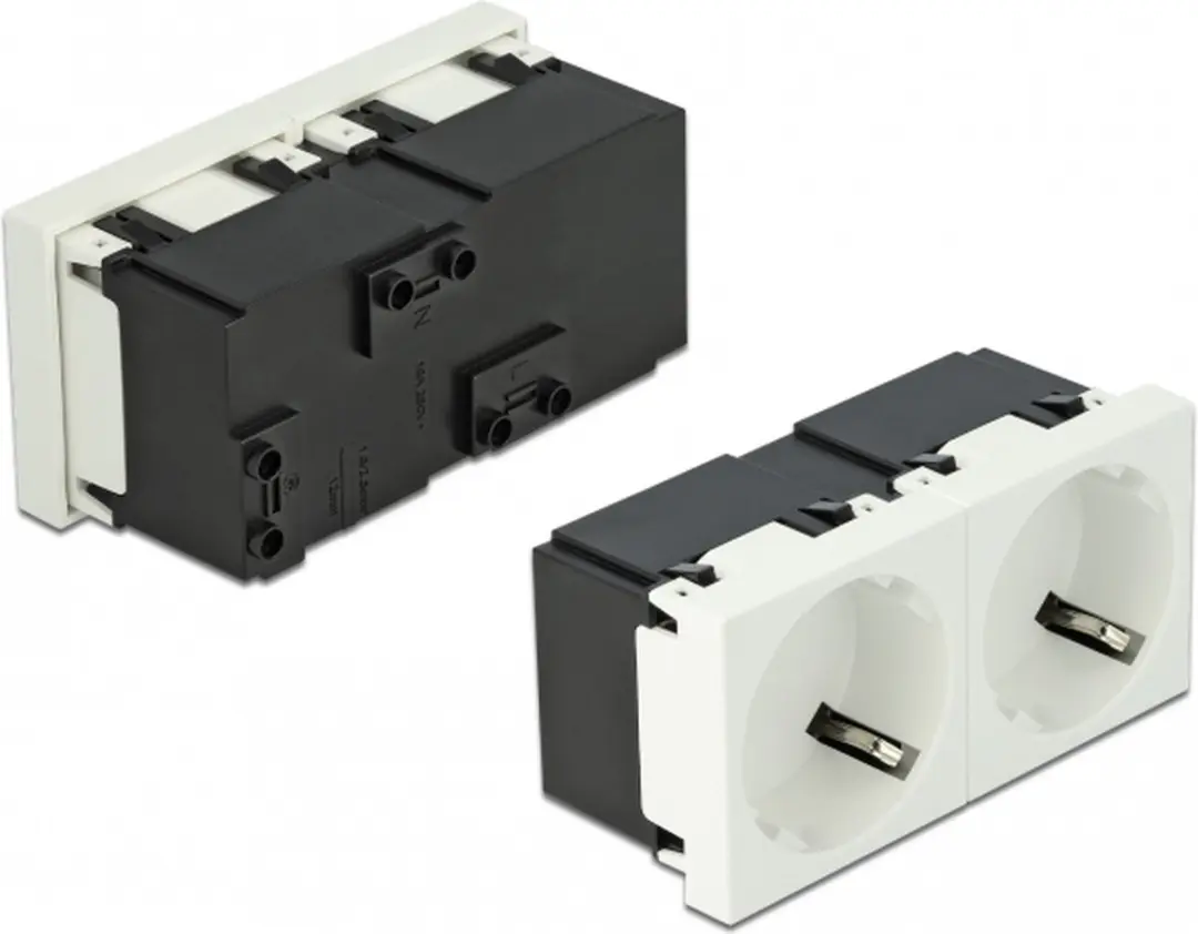Delock Easy 45° Voedingsstopcontact 2-voudig - 45x45mm - 5 Stuks