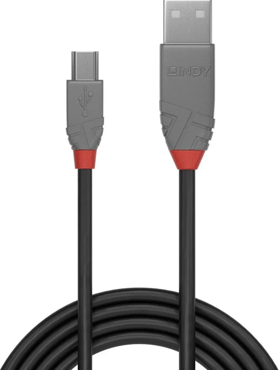 Lindy USB 2.0 Type A Mini-B Kabel 2M - Zwart