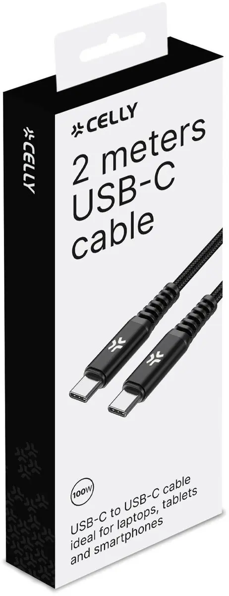 Celly Oplaadkabel 100W USB-C naar USB-C 2.0m - Zwart