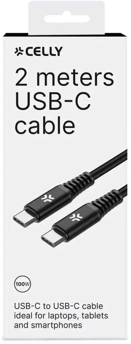 Celly Oplaadkabel 100W USB-C naar USB-C 2.0m - Zwart