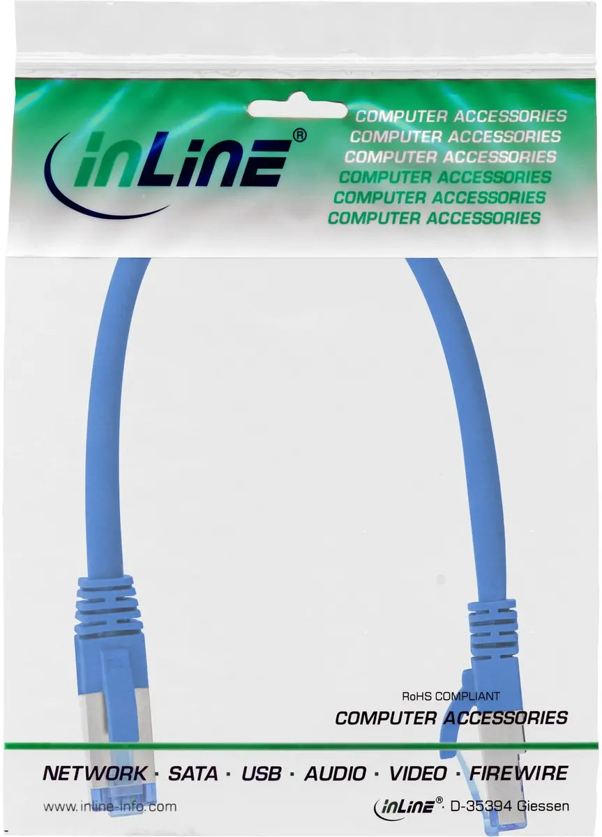 InLine 76821B Netwerkkabel Cat6a S/FTP - 0,25m - Blauw