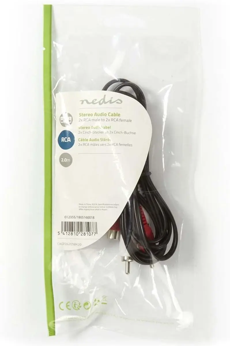 Nedis Stereo-Audiokabel RCA 2.0m - Zwart