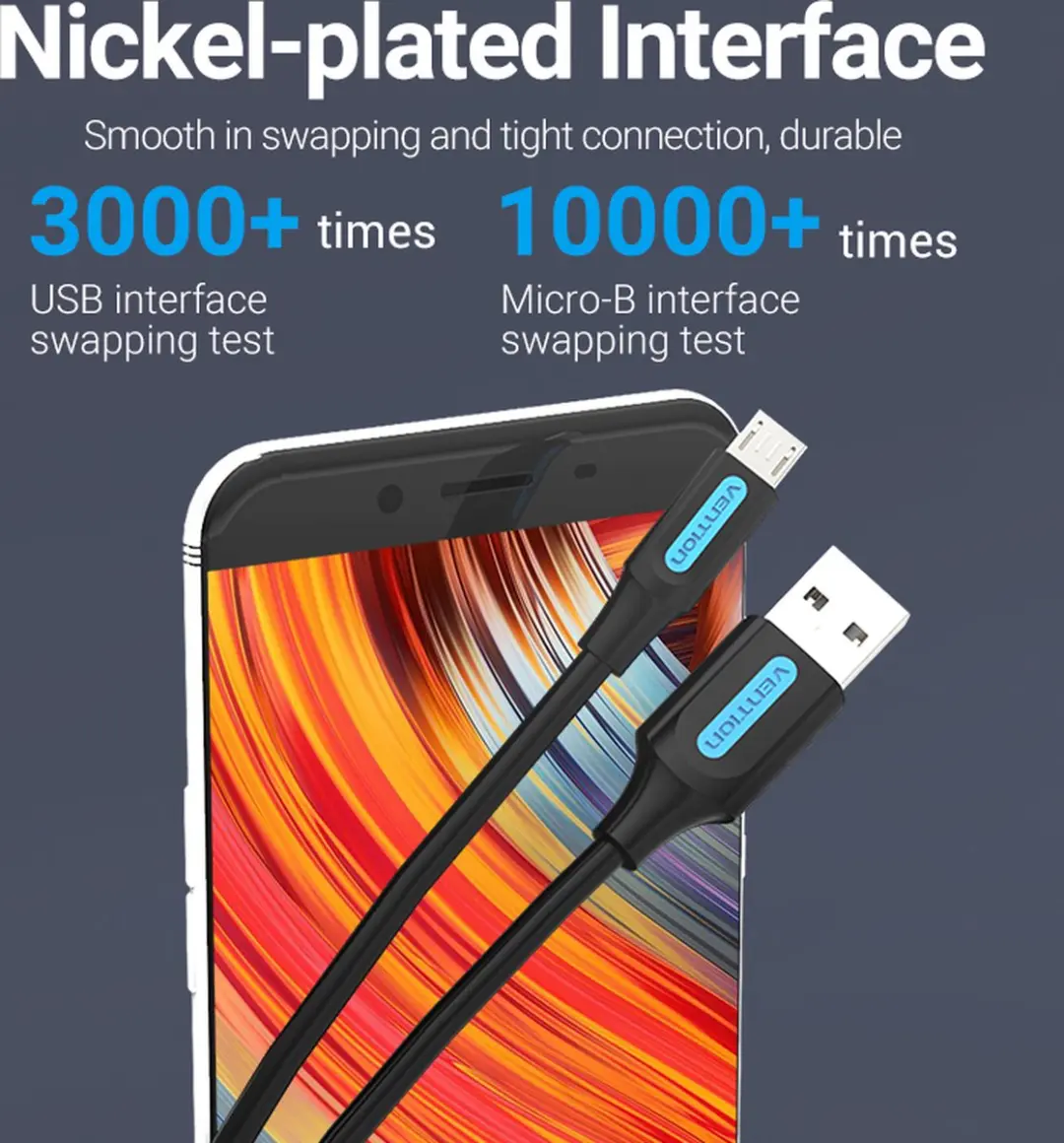 Vention COLBF USB 2.0 Kabel A naar Micro-B 1m - Zwart
