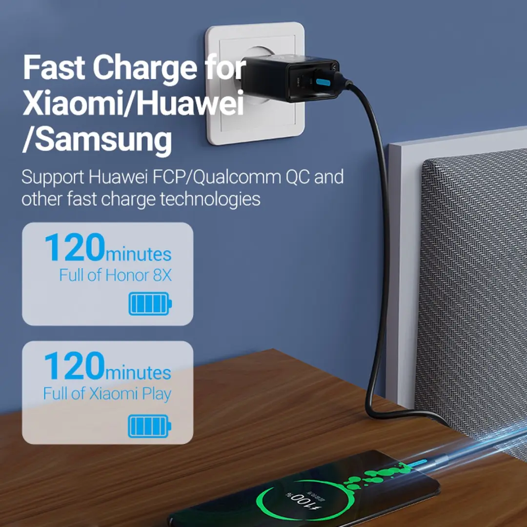 Vention COLBF USB 2.0 Kabel A naar Micro-B 1m - Zwart