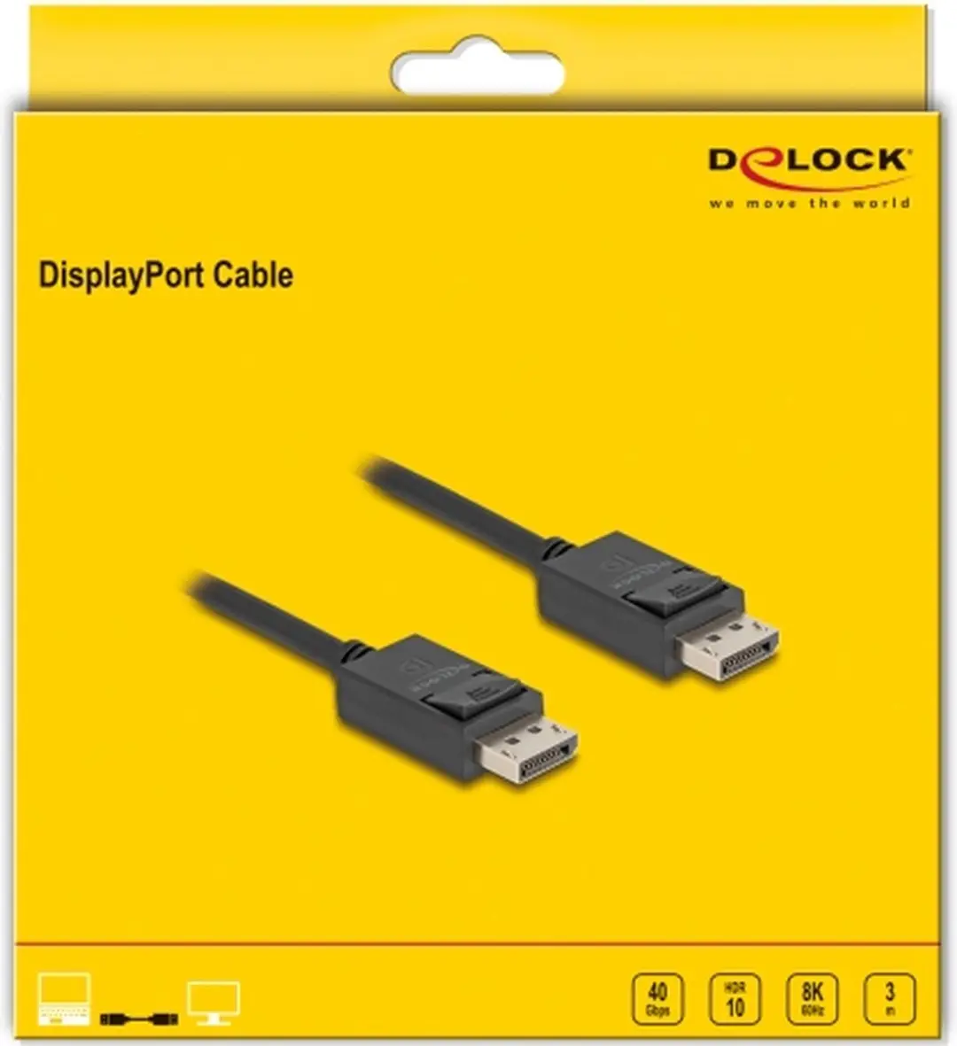 Delock DisplayPort Kabel DP2.1 10K 60Hz 3m - Zwart
