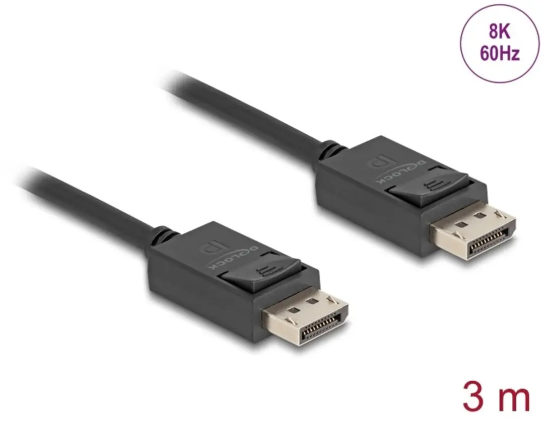 Delock DisplayPort Kabel DP2.1 10K 60Hz 3m - Zwart