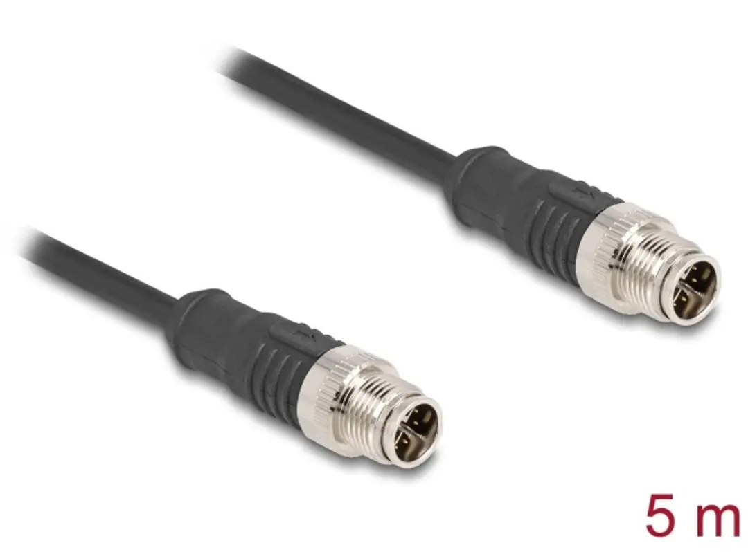 Delock M12 8-pins X-gecodeerde CAT5e Netwerkkabel 5m - Zwart