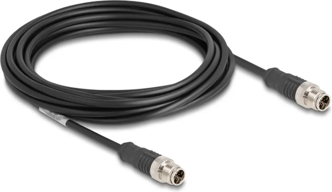 Delock M12 8-pins X-gecodeerde CAT5e Netwerkkabel 5m - Zwart