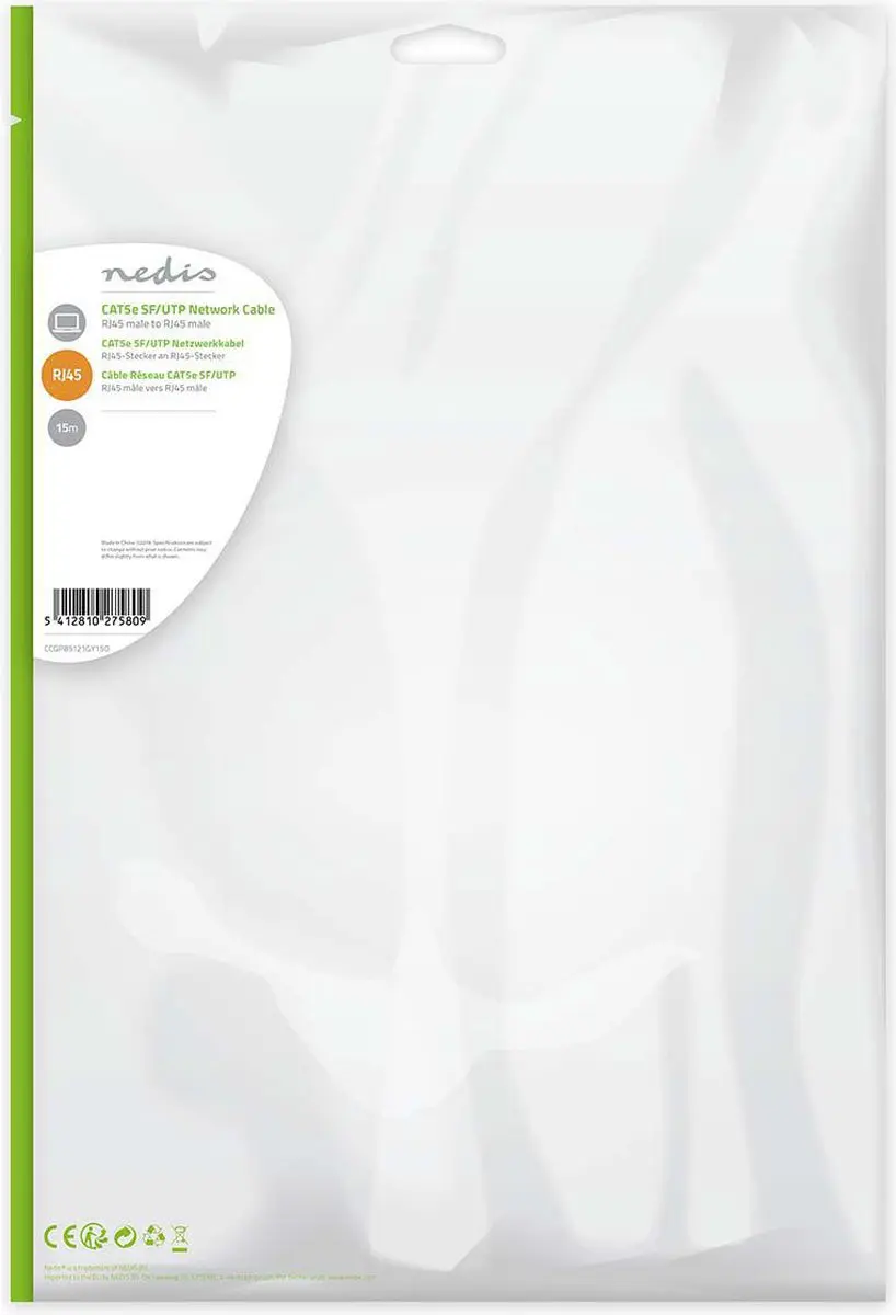 Nedis CAT5e Netwerkkabel CCGP85121GY150 - 15m - Grijs