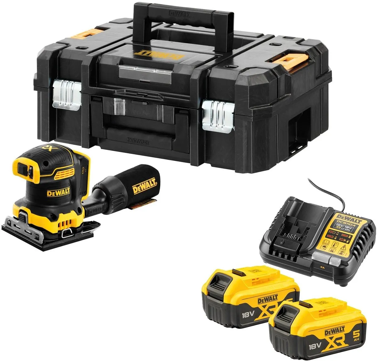 DeWalt DCW200P2 Vlakschuurmachine 18V - 2x 5.0Ah Accu