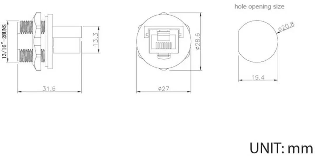 Tru Components TC-E13T-FR6-PRF-180 RJ45 Bus - Zwart