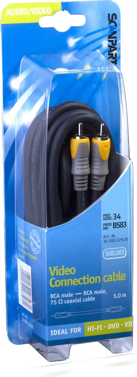 Scanpart Coax Audiokabel 5.0m - Digitaal - Kleurenmix